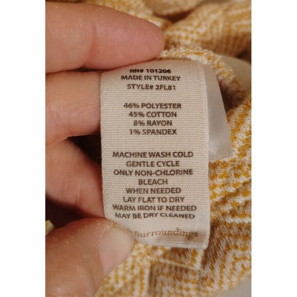 Soft Surroundings Medium Yellow Cream Quilted Cowl Neck Tunic Top 3/4 Sleeve - Picture 4 of 4